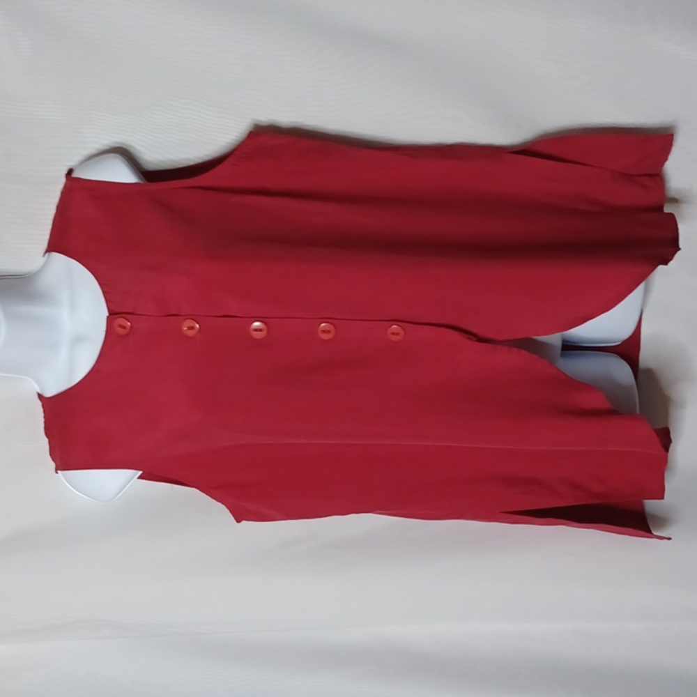 MELROSE STUDIO Women's Burgundy Silk Sleeveless Button Front Top. Size M